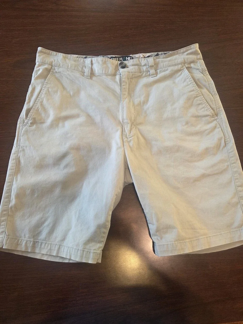 Free Planet Men's Light Khaki Flat Front Shorts